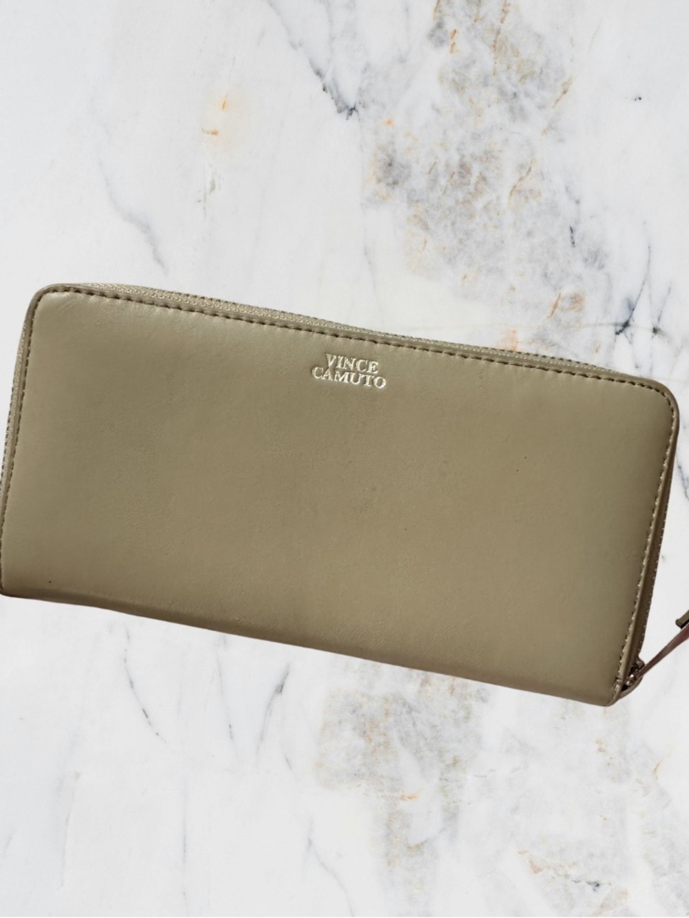 Vince Camuto Beige Zip-Around Wallet